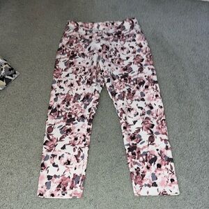 White floral leggings